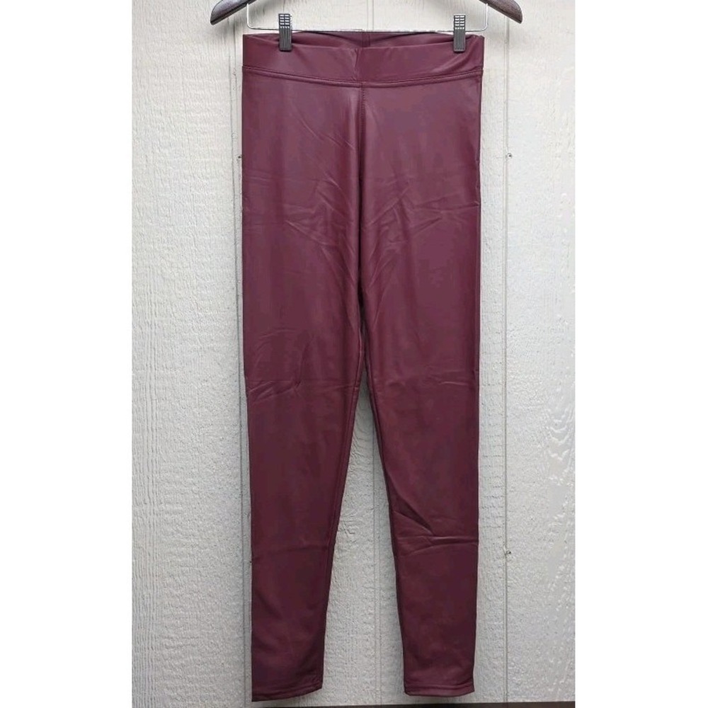 Lemite Maroon Red Faux Leather Pants Size Medium Felt Lined NWOT